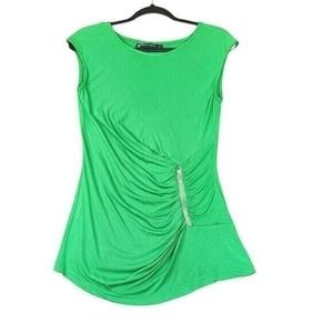 New York and Company Blouse Womens‎ Small Stretch Sleeveless Kelly Green Top Zip